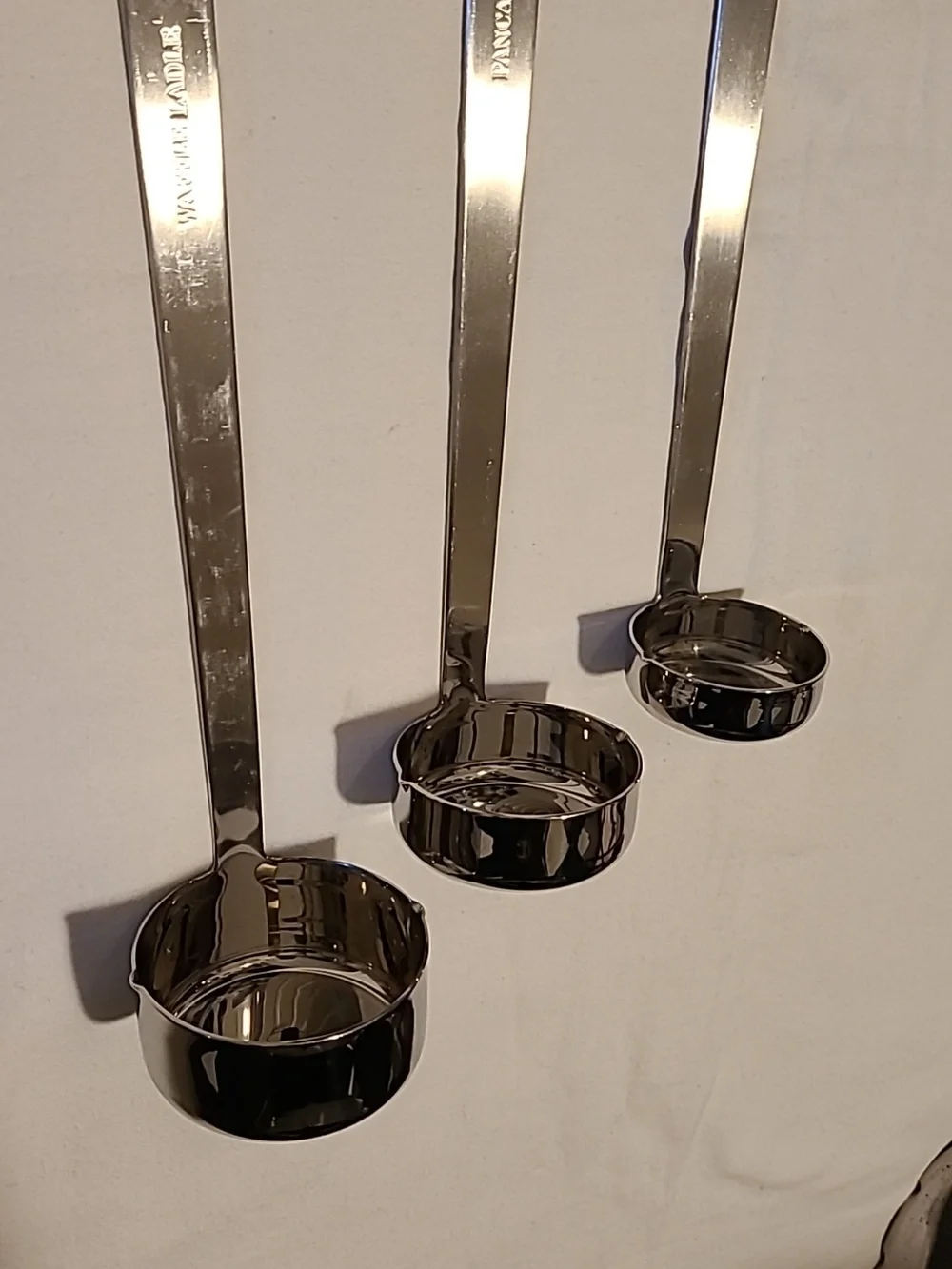 William Sonoma Stainless Steel Heavy Duty Ladle Set Of 3, Crepe Pancake Waffle